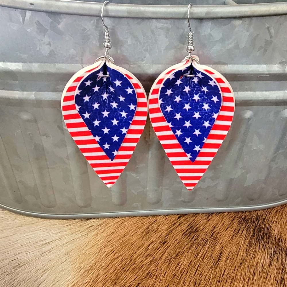Faux leather teardrop earrings
